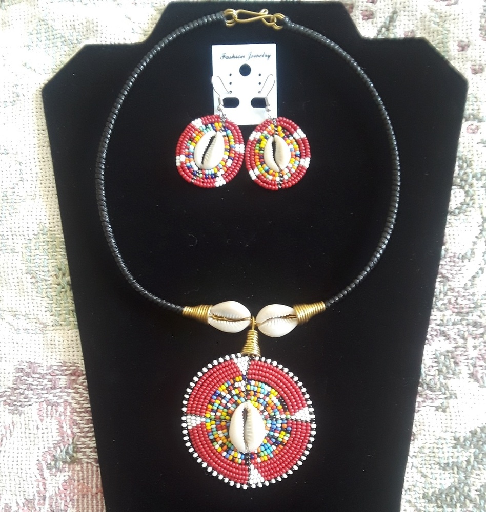 Handmade African Necklace Choker & Earring Set